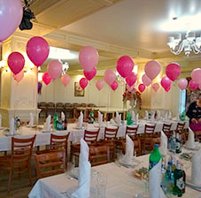 Украшение стола и большого зала воздушными шарами (ШДМ) аэродизайн, оформление воздушными шарами